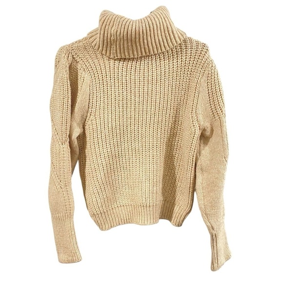 Ophelia Roe Sweater Women's M Beige Turtleneck Cable Knit Cozy Soft Cropped NWT - Picture 2 of 15